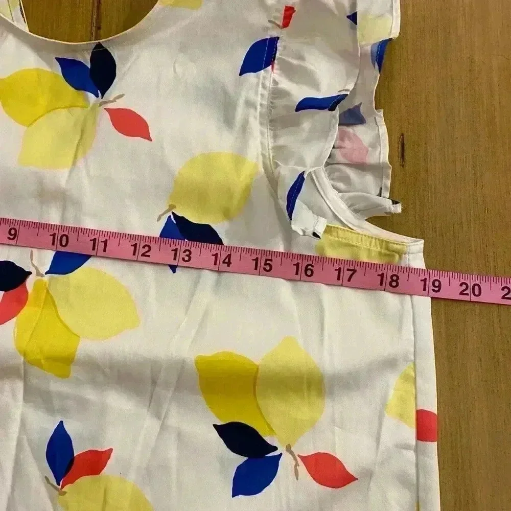 Kate Spade Women's Sleeveless Lemon Ruffled Sleeveless Oversized Summer Top S-M